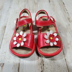 5/$25 Alligator Footkinetic Girls Sandals Red Floral Hook Look Closure 5 K12